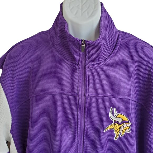 MINNESOTA VIKINGS Jacket Sweatshirt Full Zip Pockets Fleece Lined L/S Men's XL - Picture 2 of 9